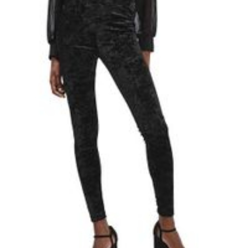 Topshop Black Crushed Velvet Leggings